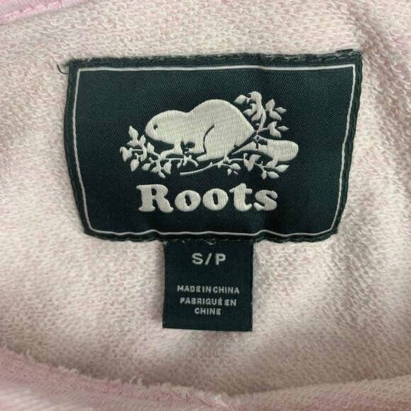 Roots Canada Pink Cotton Pullover Crop Hoodie Beaver Logo Womens Size Small - Picture 3 of 11